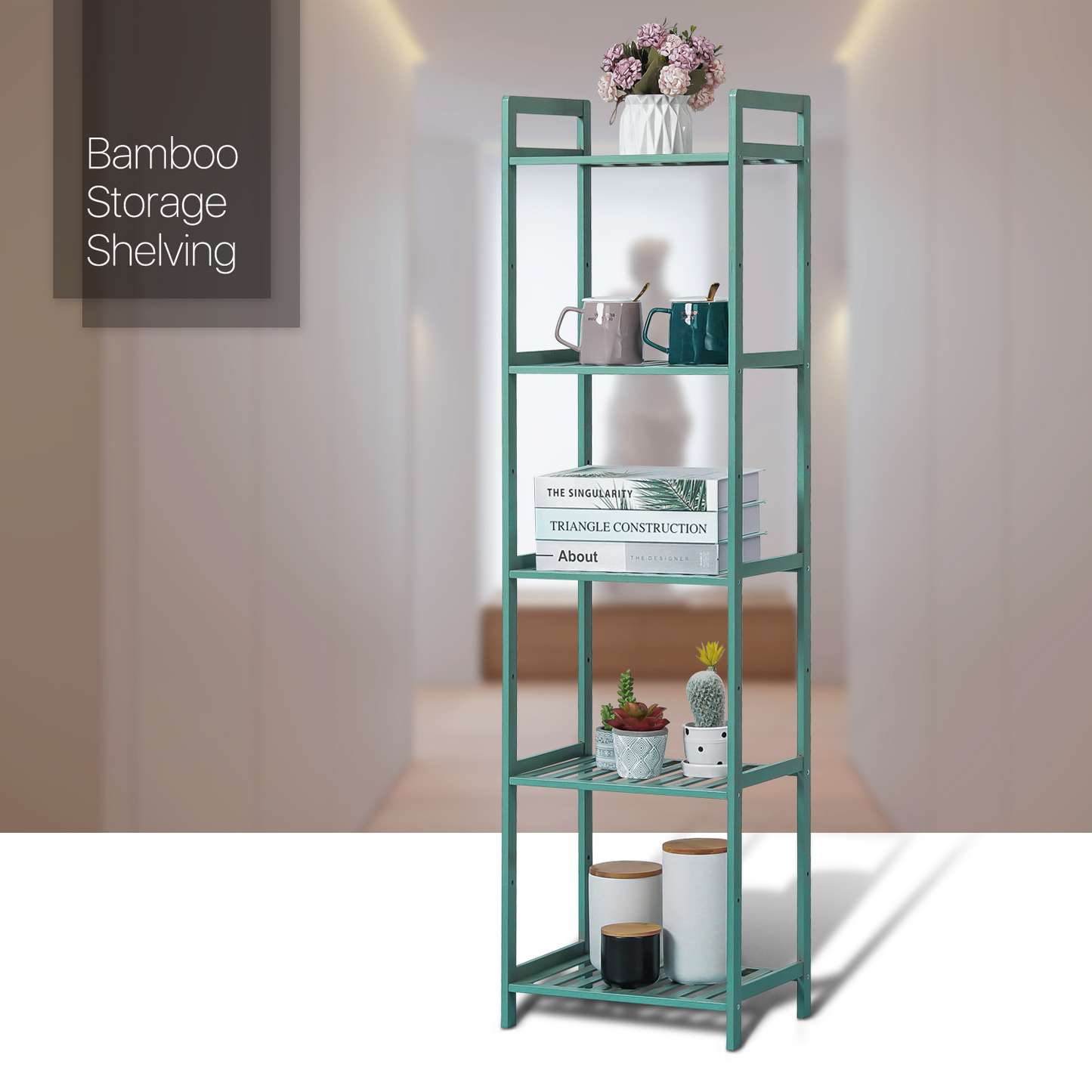 Adjustable Shoe Rack Entryway Shelf Organizer - 5 Tier - Green