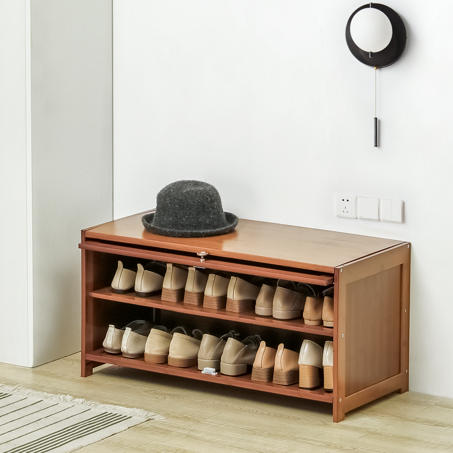 Slide Up Acrylic Panel Door Entryway Shoe Cabinet - 9 Tier - Brown –  MoNiBloom
