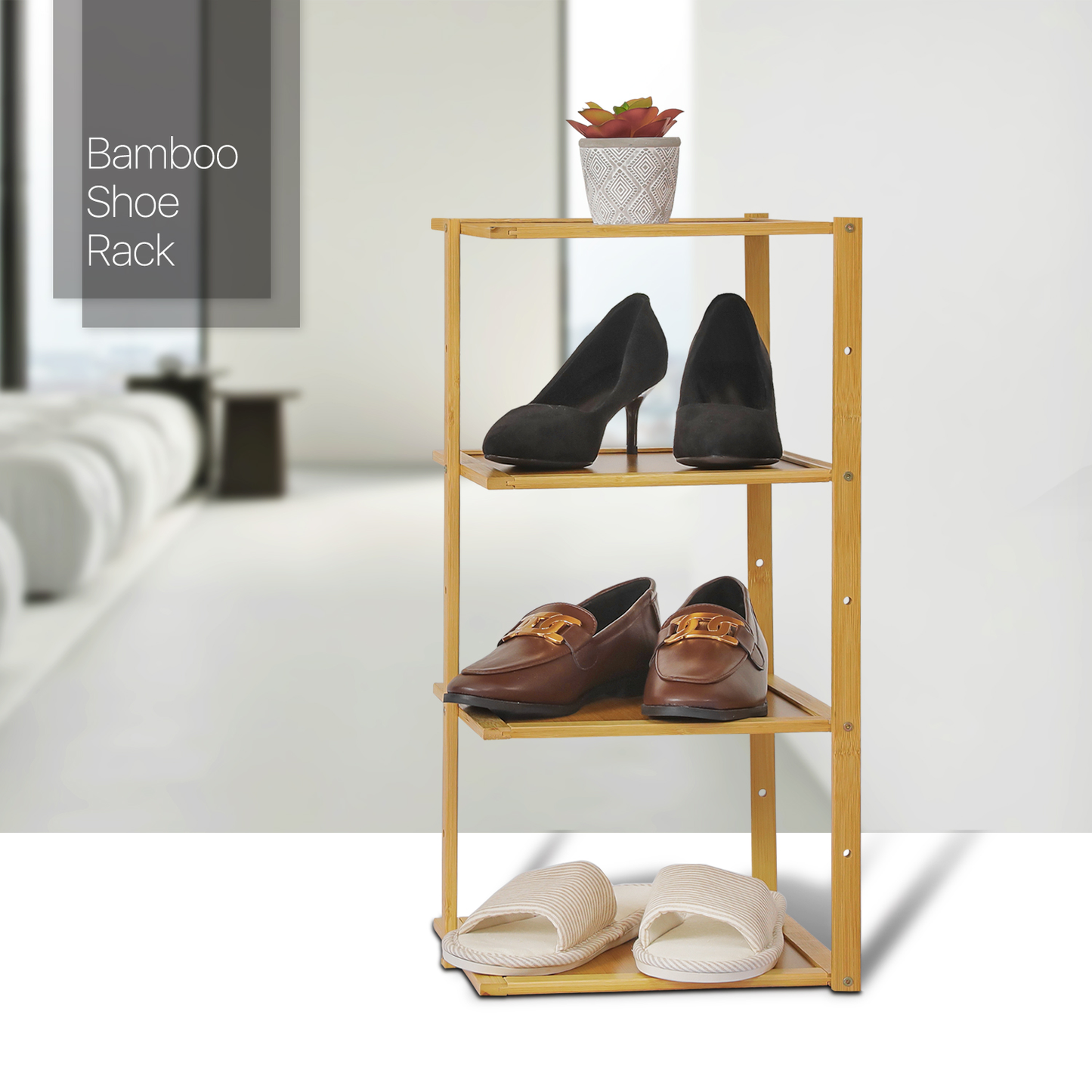 11" Single Stand Shoe Rack - Natural