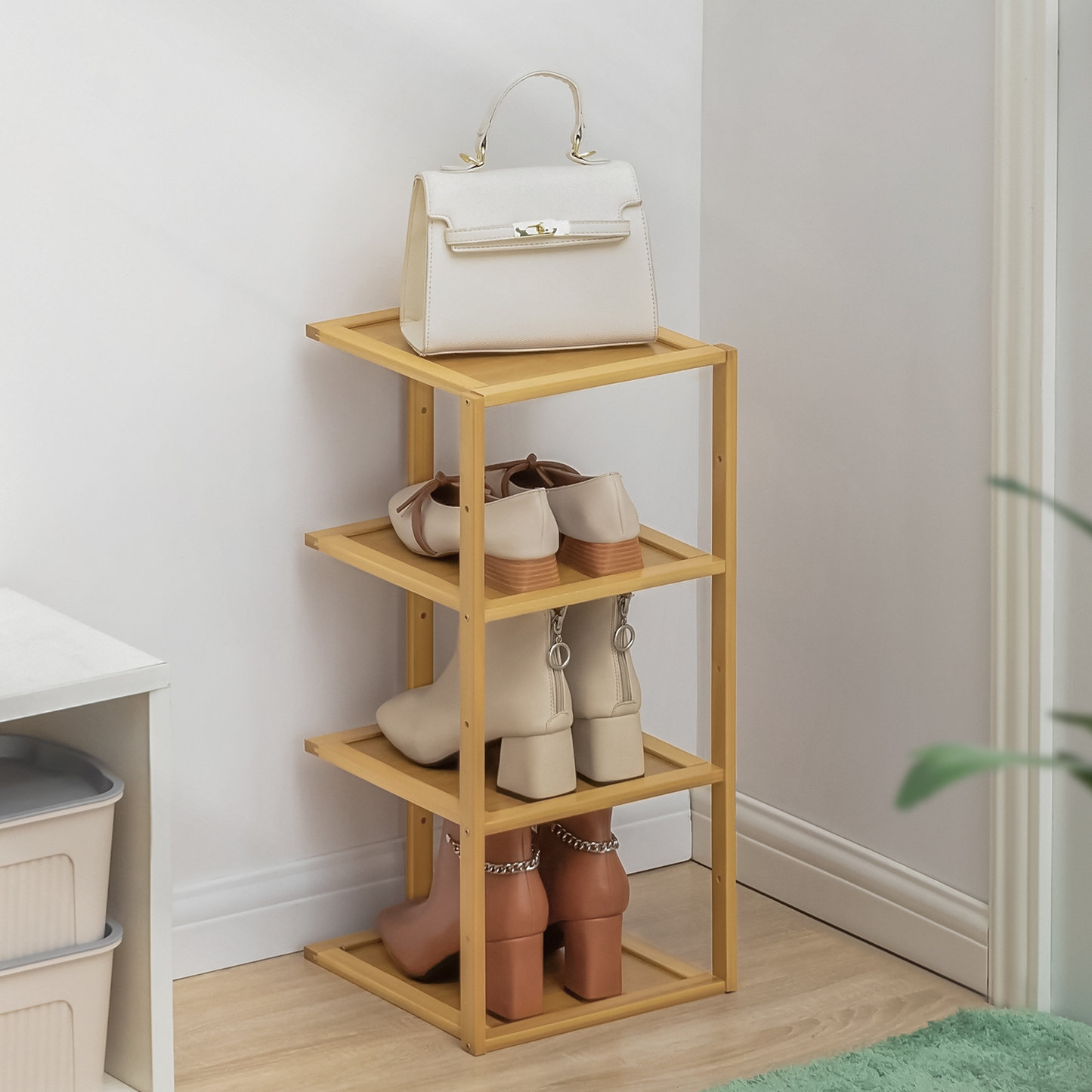 11" Single Stand Shoe Rack - Natural