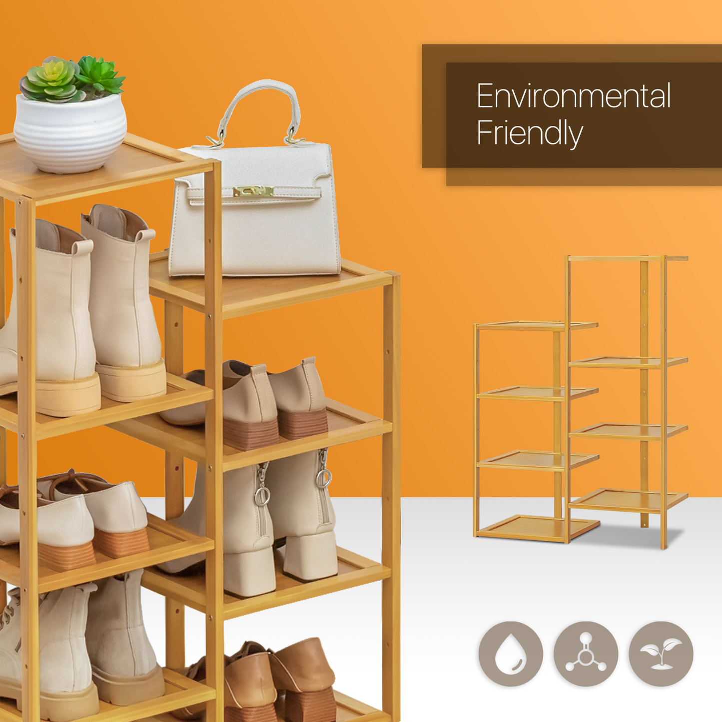 21" Twin Stand Shoe Rack - Natural