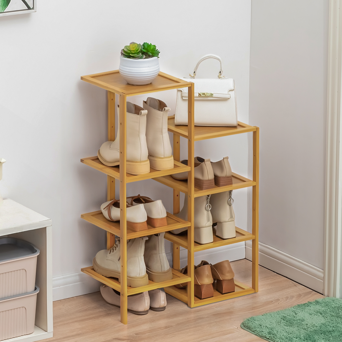 21" Twin Stand Shoe Rack - Natural