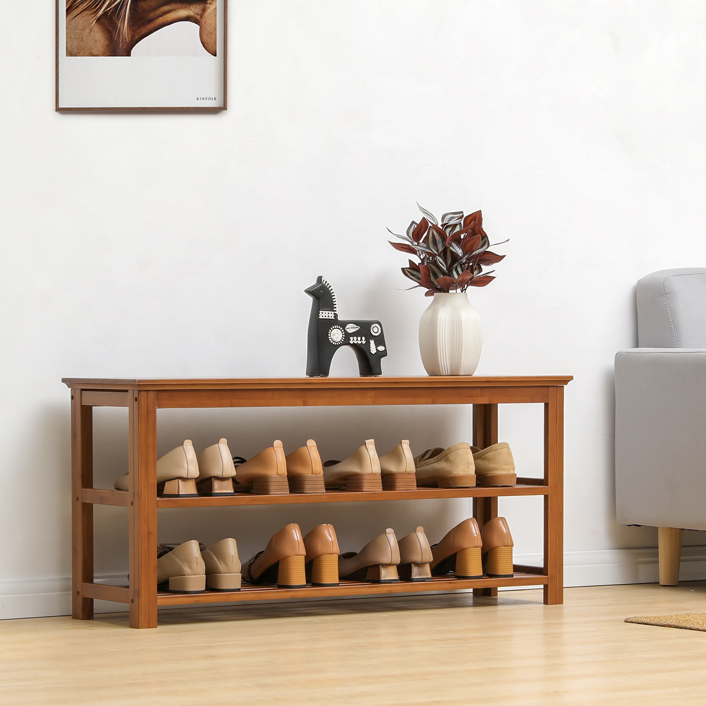 Entryway Shoe Shelf - 3 Tier - Brown