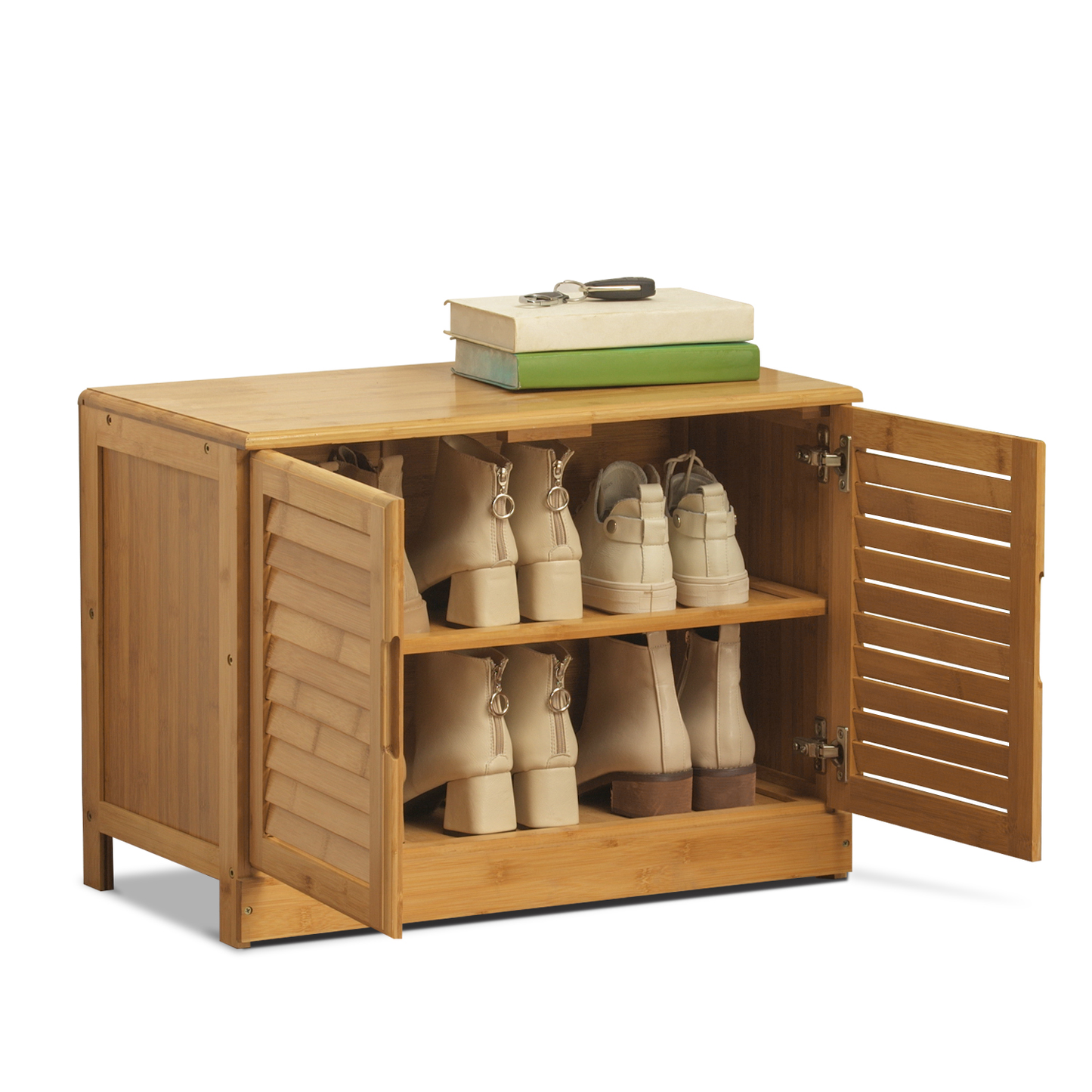 Louver Panel Shoe Changing Cabinet - 26" - Natural