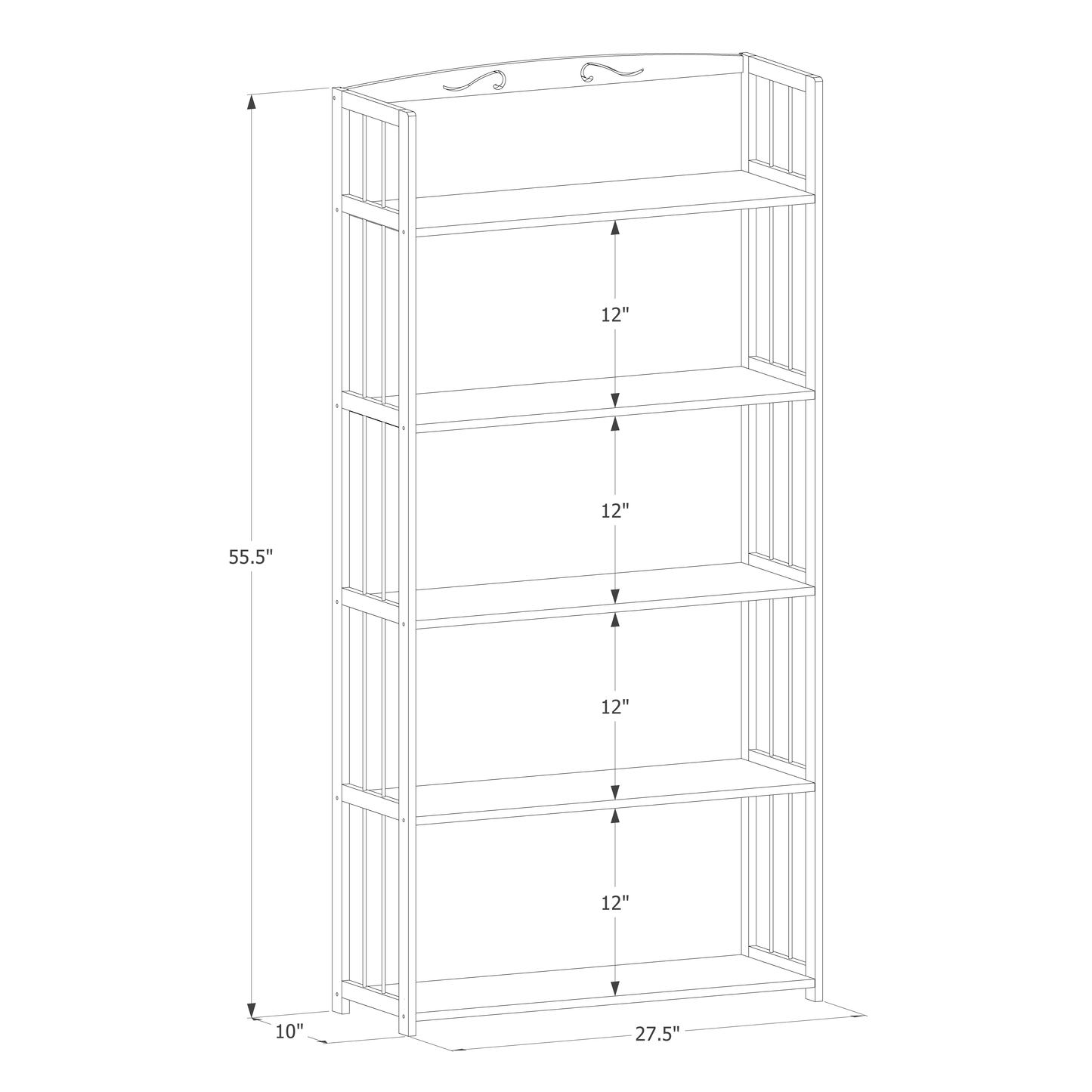 Adjustable Multi-Functional Shelving Organizer - Enclosed Back Panel - 5 Tier - Natural