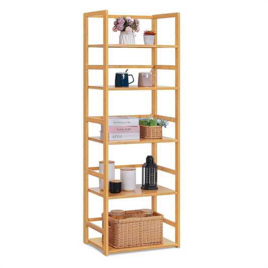 Adjustable Stand Alone Multi-Functional Shelf - 5 Tier - Natural