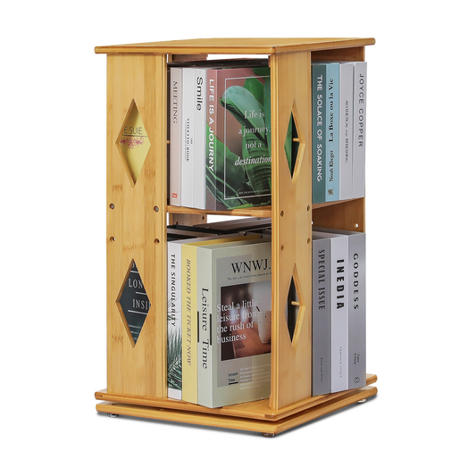 360° Swivel Bookshelf - Diamond Hollow Pattern - 15" - Natural