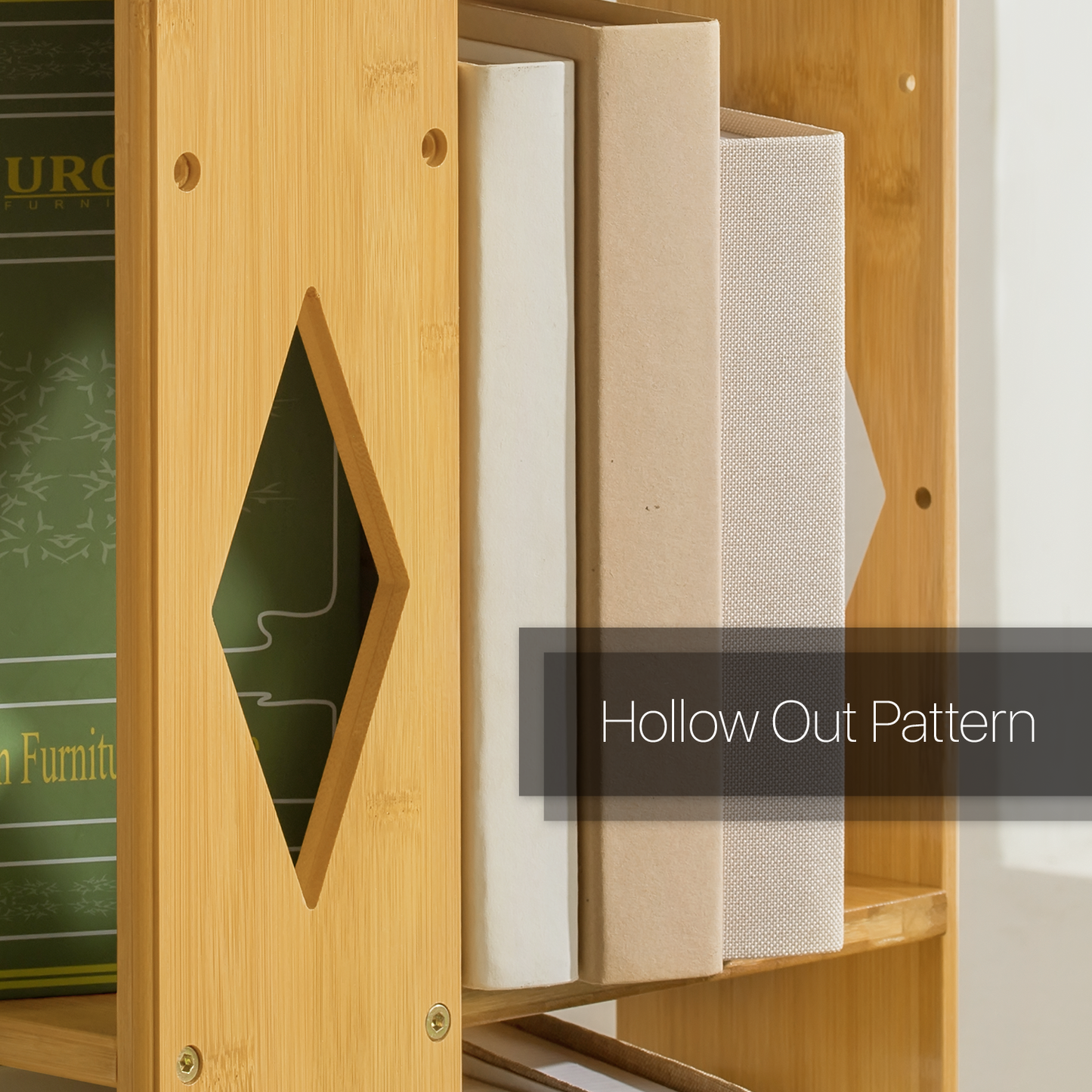 360° Swivel Bookshelf - Diamond Hollow Pattern - 15" - Natural
