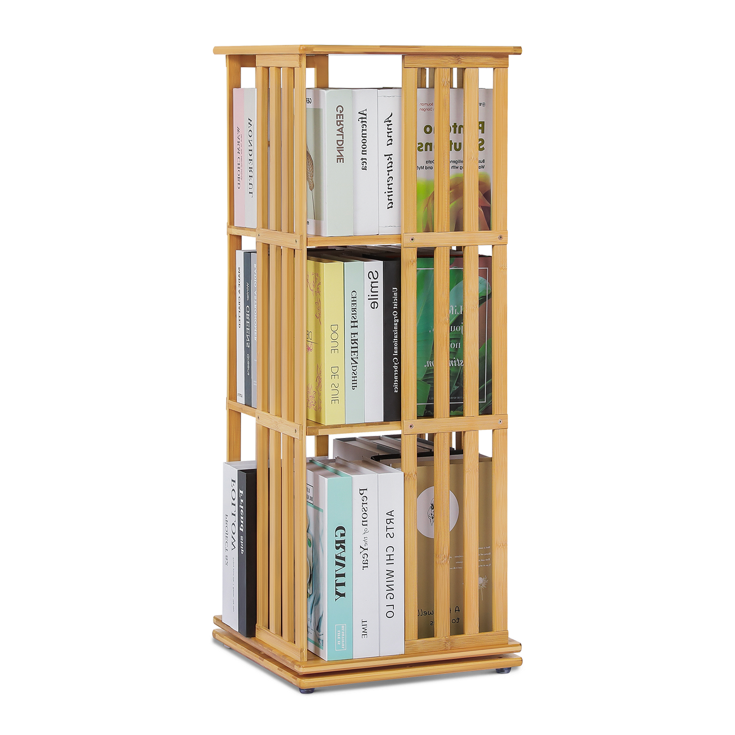 360°Swivel Bookshelf - Vertical Fence Pattern - 15" - Natural