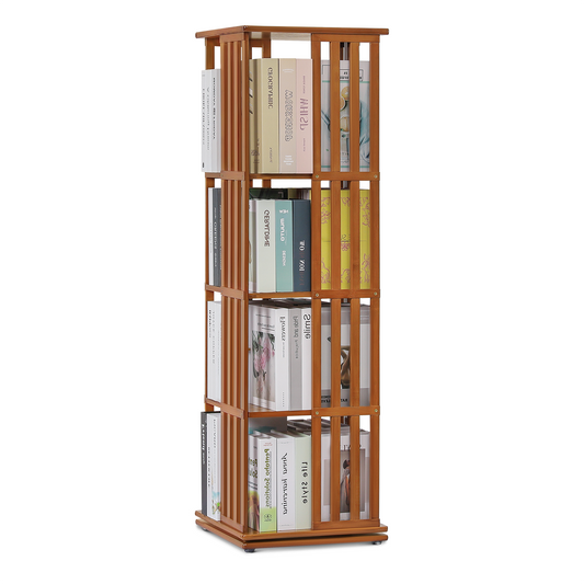 360°Swivel Bookshelf - Vertical Fence Pattern - 15" - Brown
