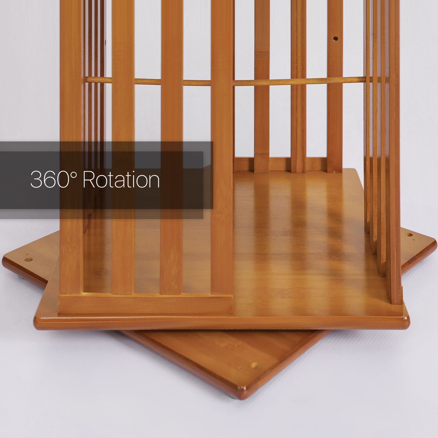 360°Swivel Bookshelf - Vertical Fence Pattern - 15" - Brown