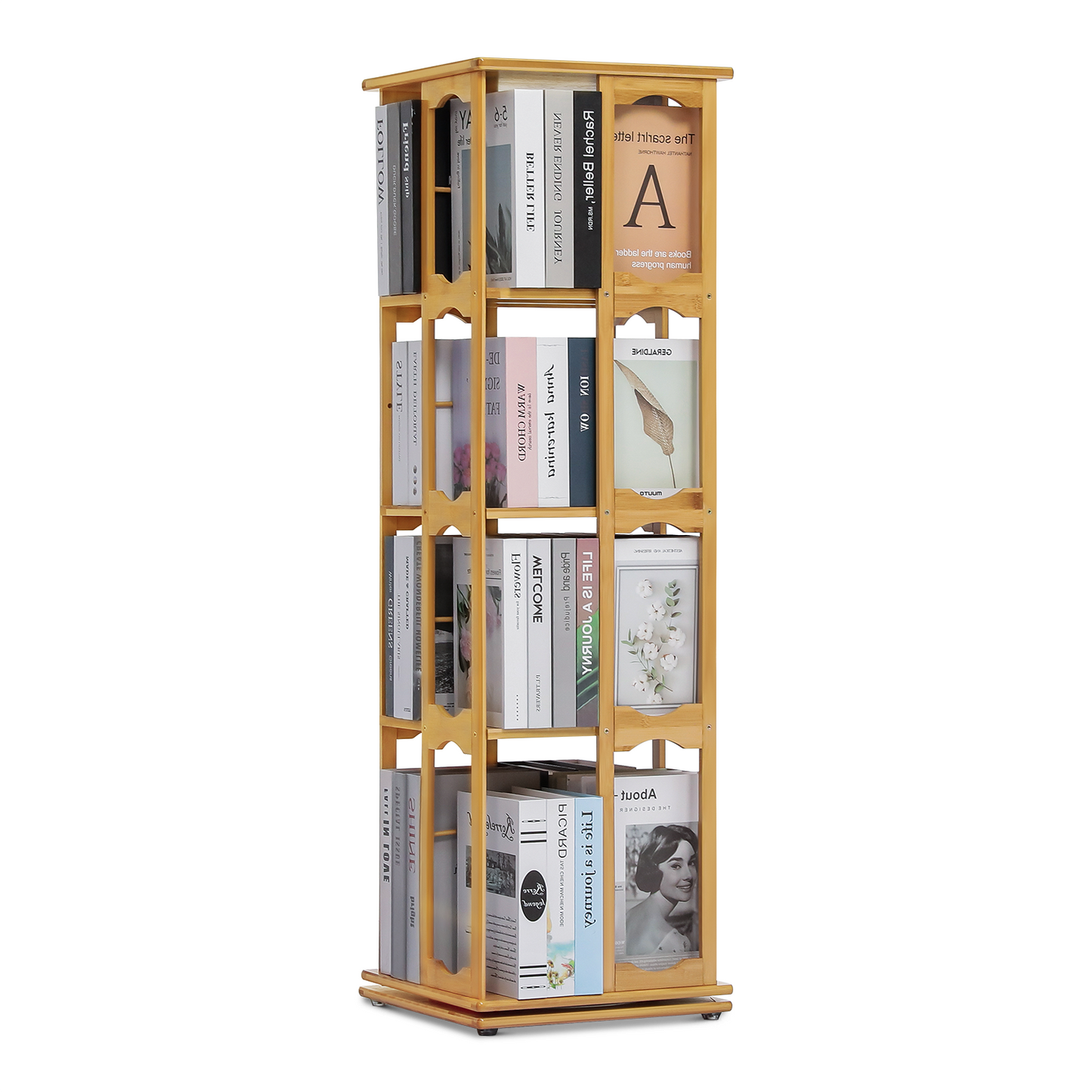 360°Swivel Bookshelf - Semi-Hollow Pattern - 15" - Natural
