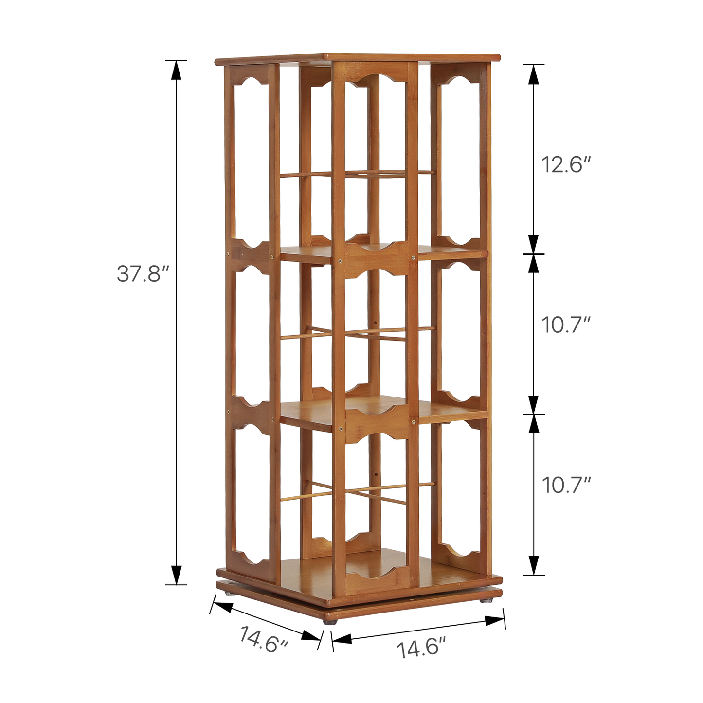 360°Swivel Bookshelf - Semi-Hollow Pattern - 15" - Brown