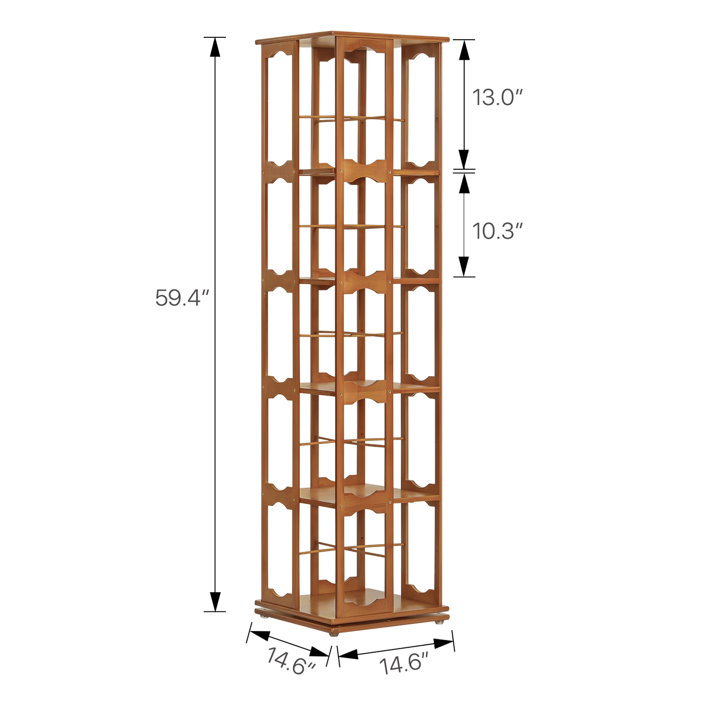 360°Swivel Bookshelf - Semi-Hollow Pattern - 15" - Brown