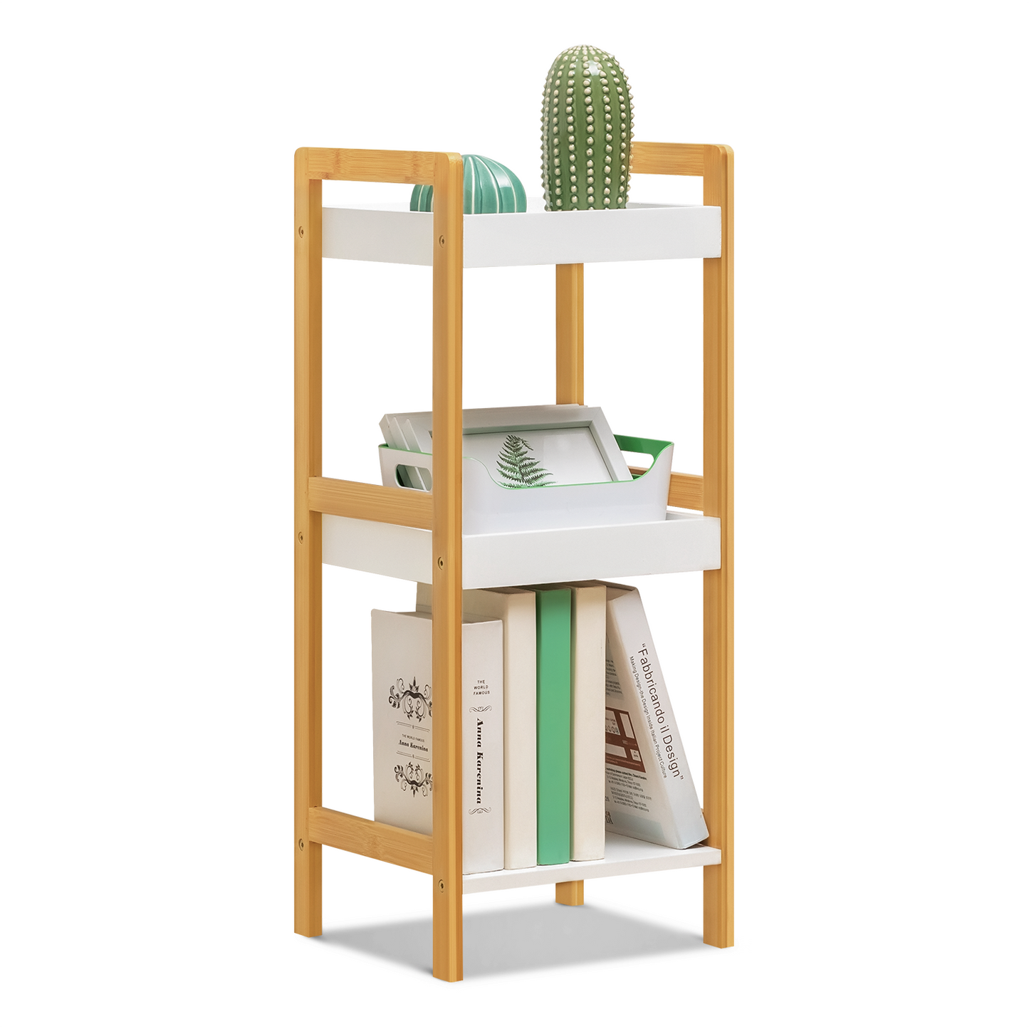 Simplified Multi-Functional Shelving Organizer - 14" - Natural Frame/White Shelf