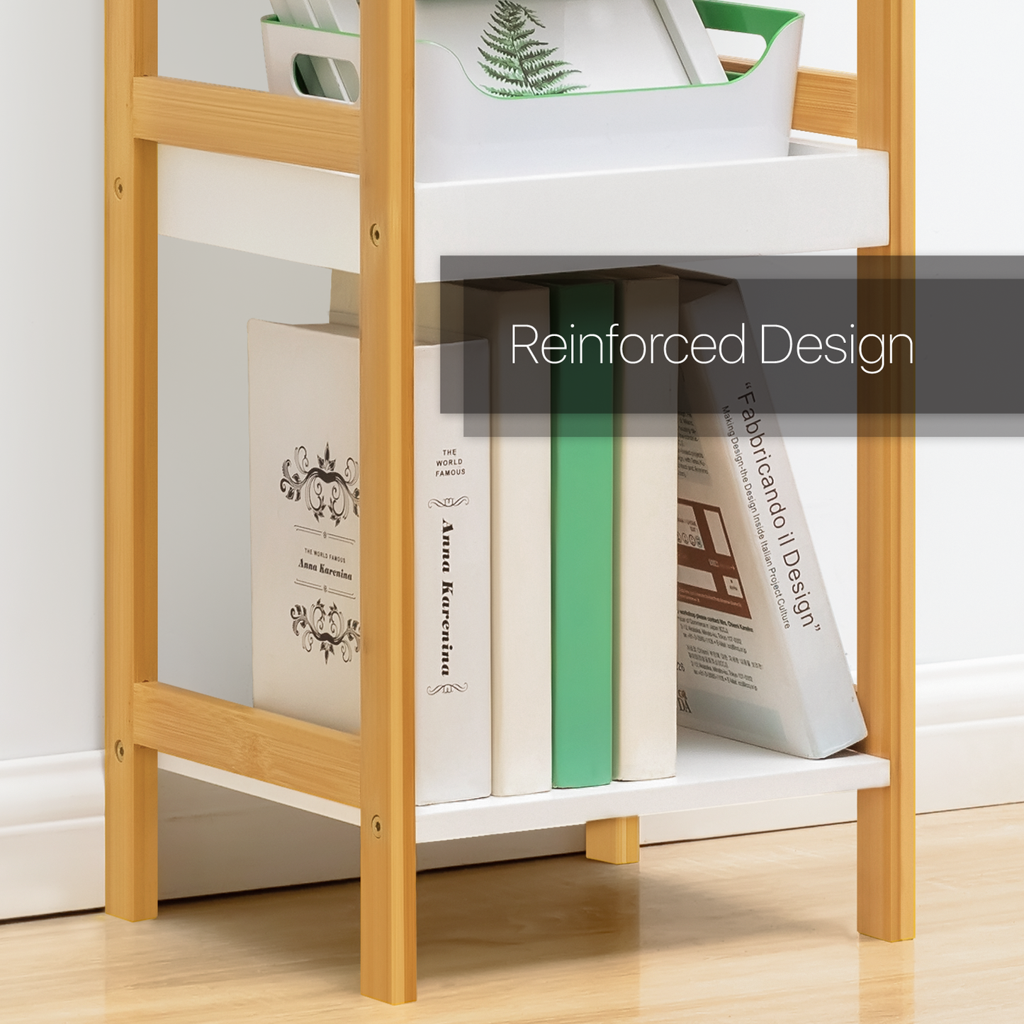 Simplified Multi-Functional Shelving Organizer - 14" - Natural Frame/White Shelf