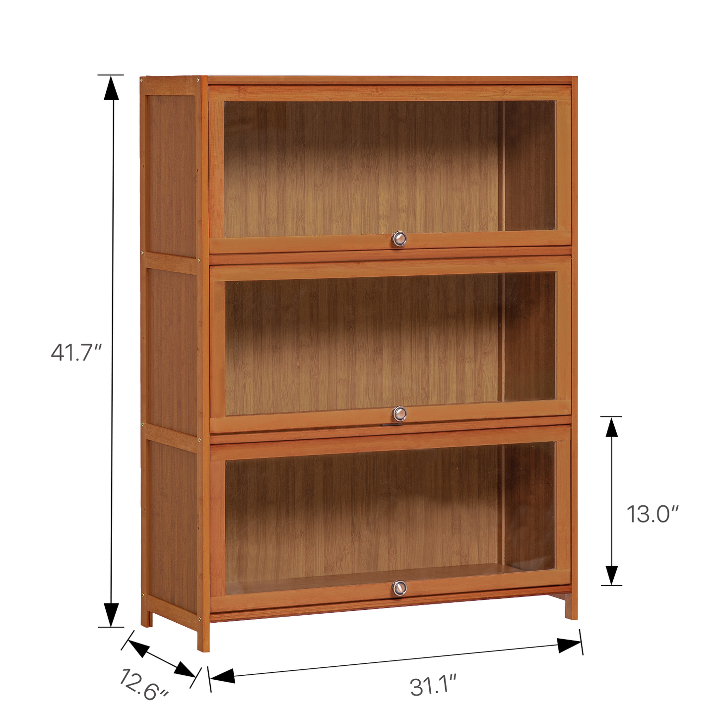 Slide Up Acrylic Panel Door Multi-Functional Storage Cabinet - 3 Tier - Brown
