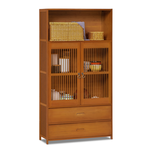 Oriental Vintage Multi-Functional Storage - with Vertical Fence Cabinet Door & Drawer