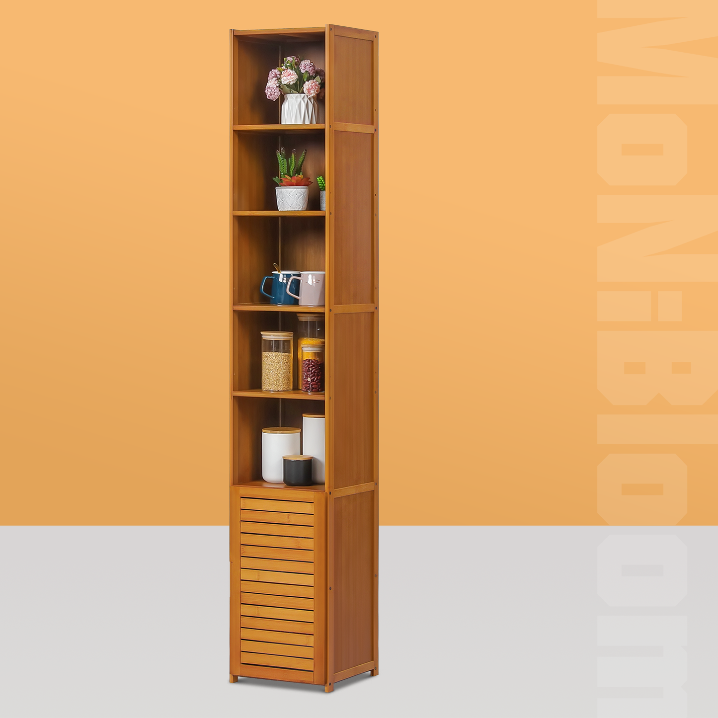 Multi-Functional Storage Organizer - with Louver Panel Cabinet Door at Bottom