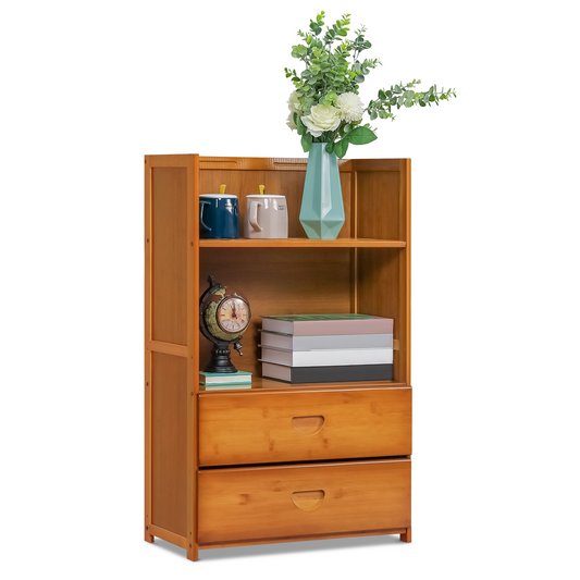 Multi-Functional Storage Organizer Shelf - Open Top - with Drawer - 20" - Brown