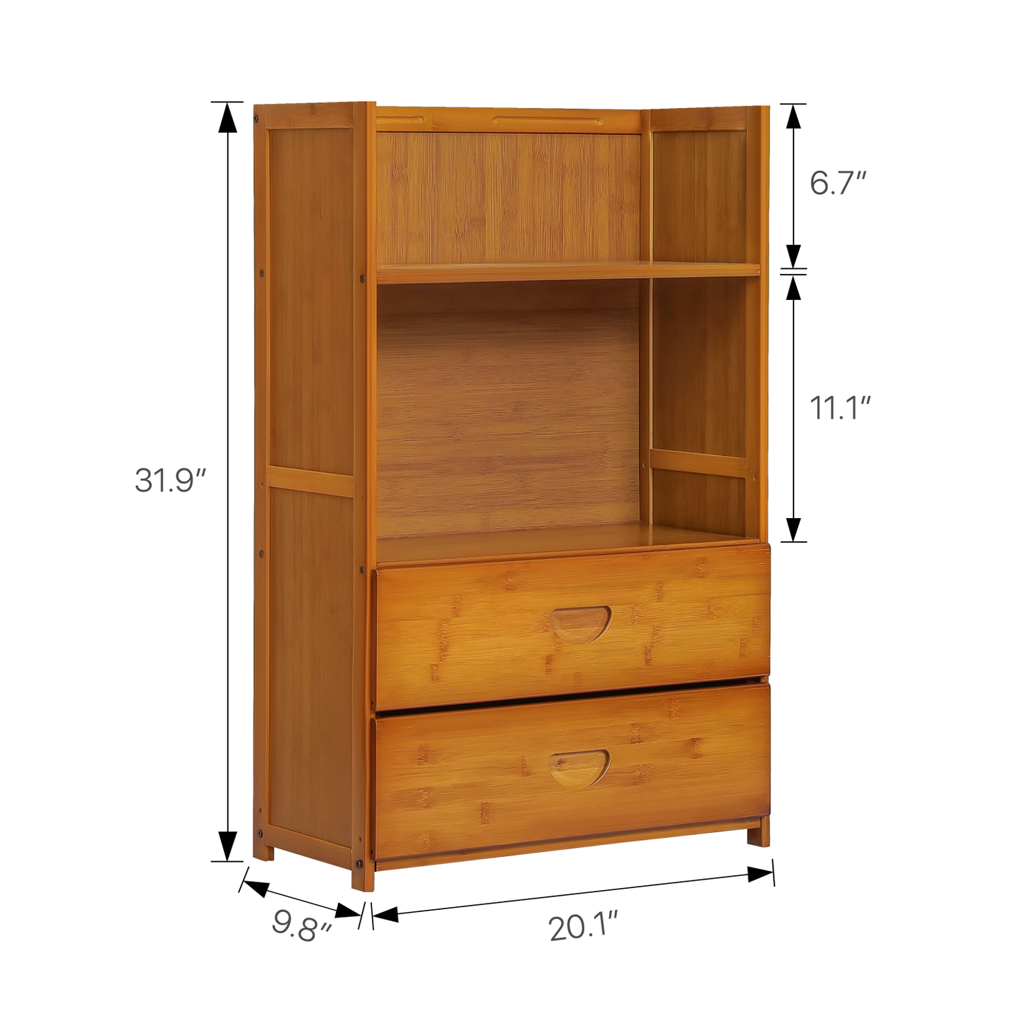 Multi-Functional Storage Organizer Shelf - Open Top - with Drawer - 20" - Brown