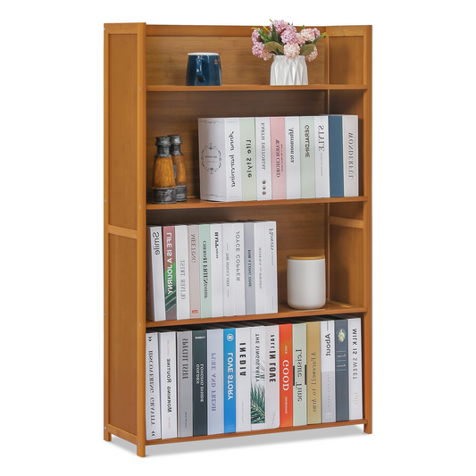 Simplified Multi-Functional Bookshelf - Open Top - 4 Tier - Brown