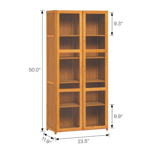 Visible Two-Doors Bookcase - Bamboo/Acrylic - Brown