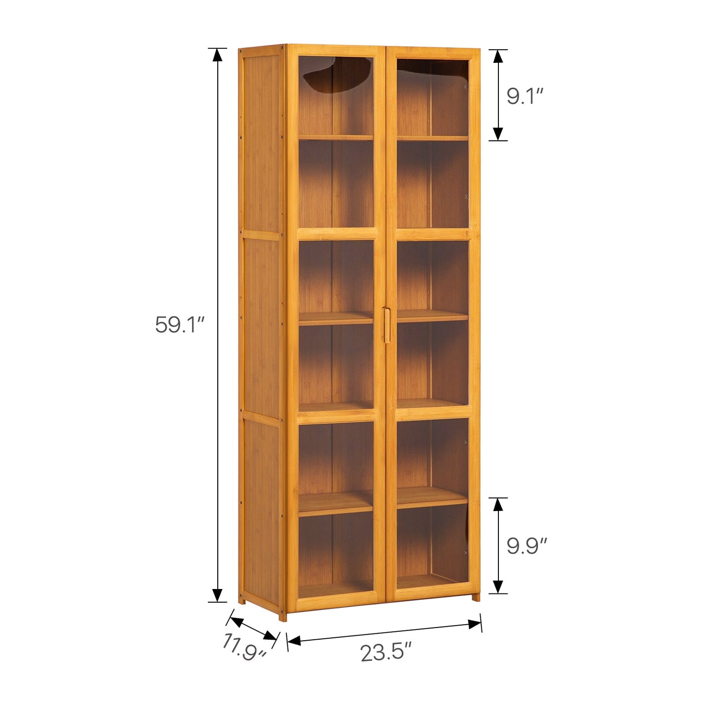 Visible Two-Doors Bookcase - Bamboo/Acrylic - Brown