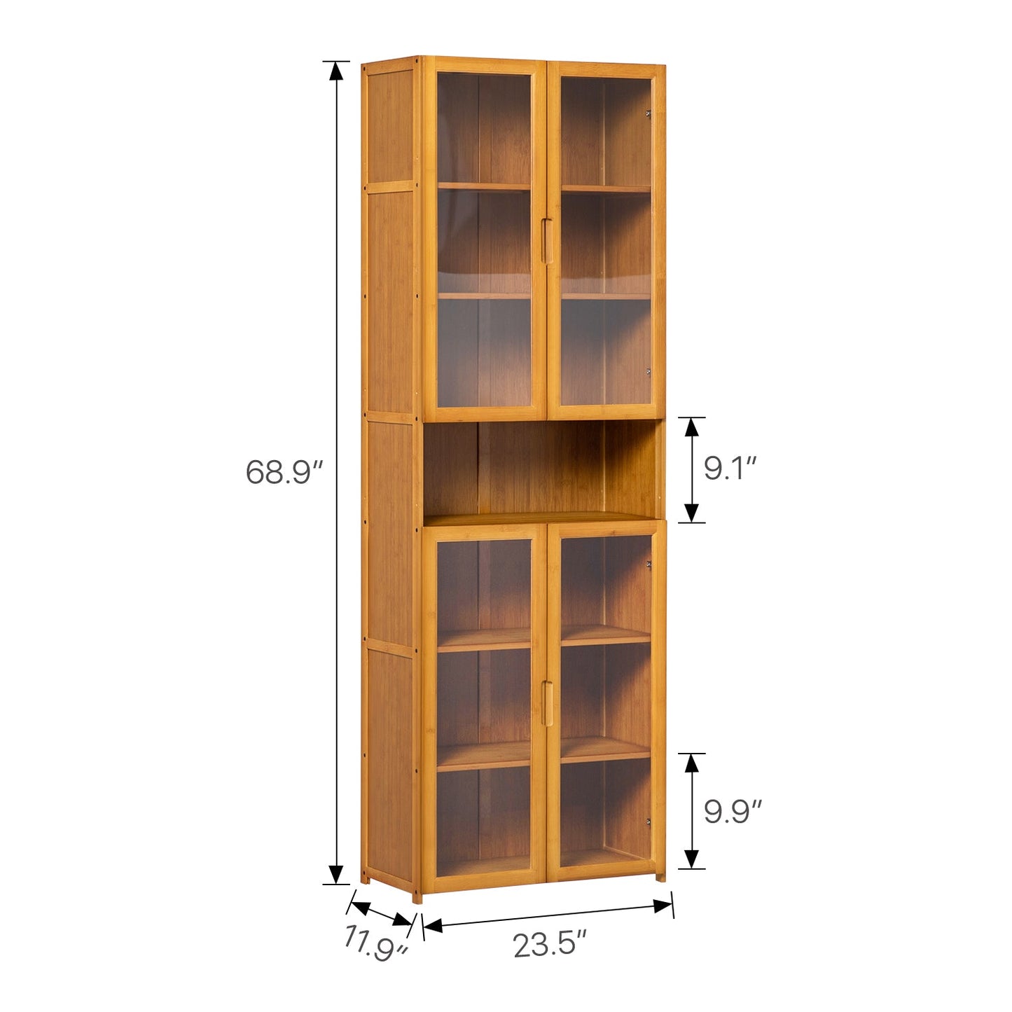 Visible Two-Doors Bookcase - Bamboo/Acrylic - Brown