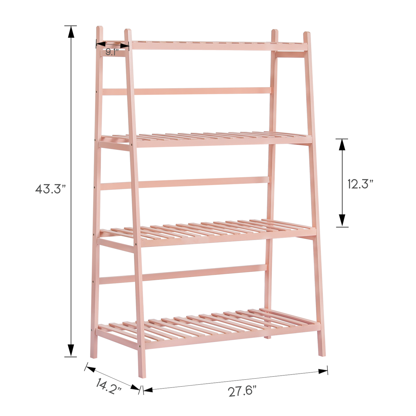 Trapezoid Flower Plant Rack - 4 Tier - Pink