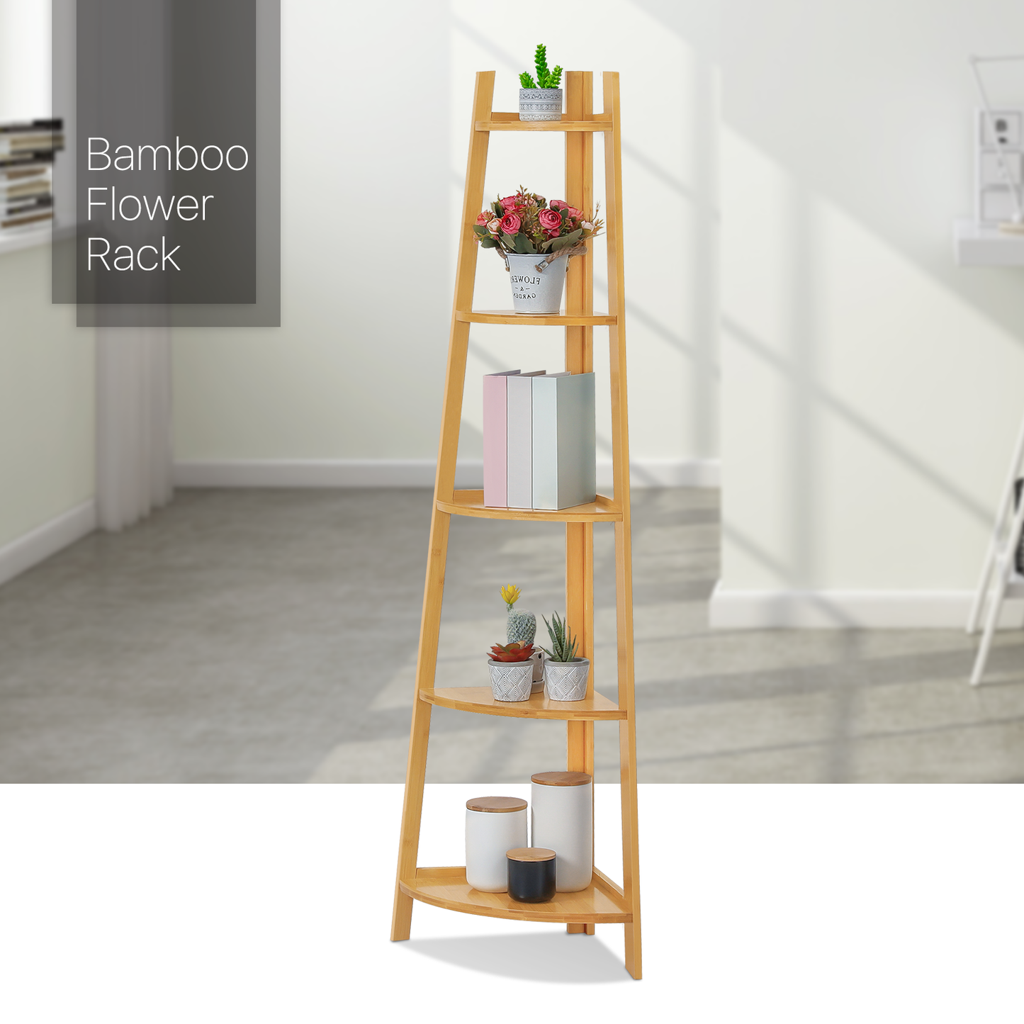 Corner Stand Flower Plant Rack - Natural