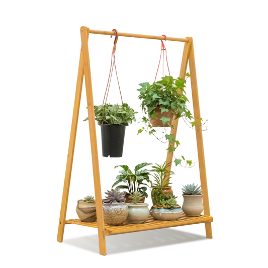 Portable Flower Plant Rack - A Frame Stand Shelf - 27" - Natural