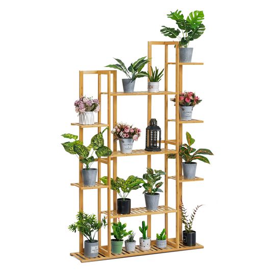 Flower Plant Stand Display Shelf - 15 Potted Plant Holder - Natural