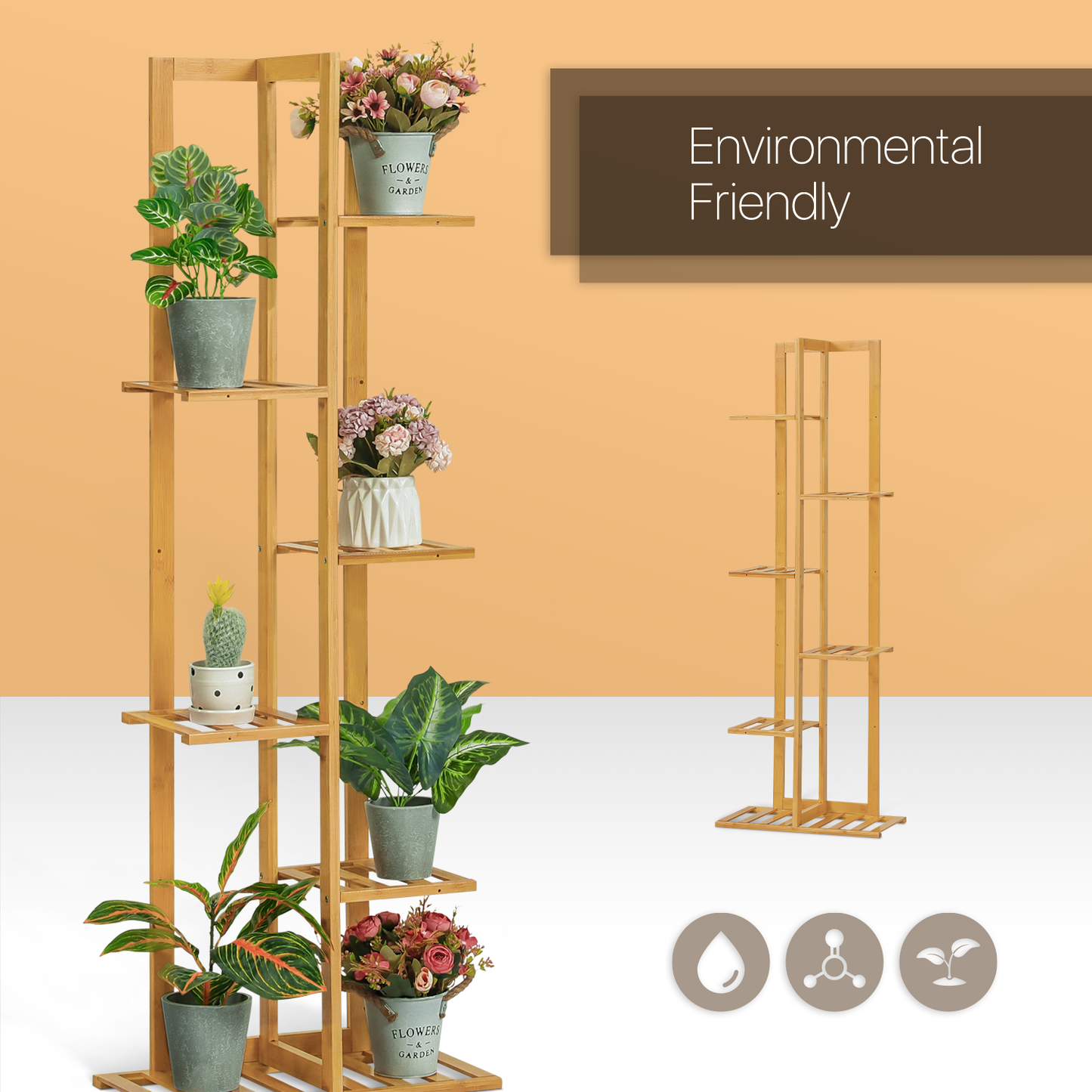 Freestanding Flower Display Rack - 18" - Natural