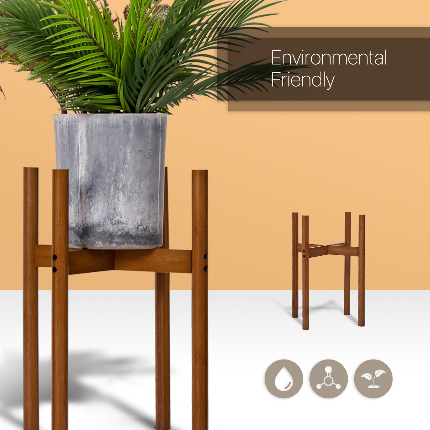 Plant Stand - Single Plant Holder Suitable for 10" Pot - Brown