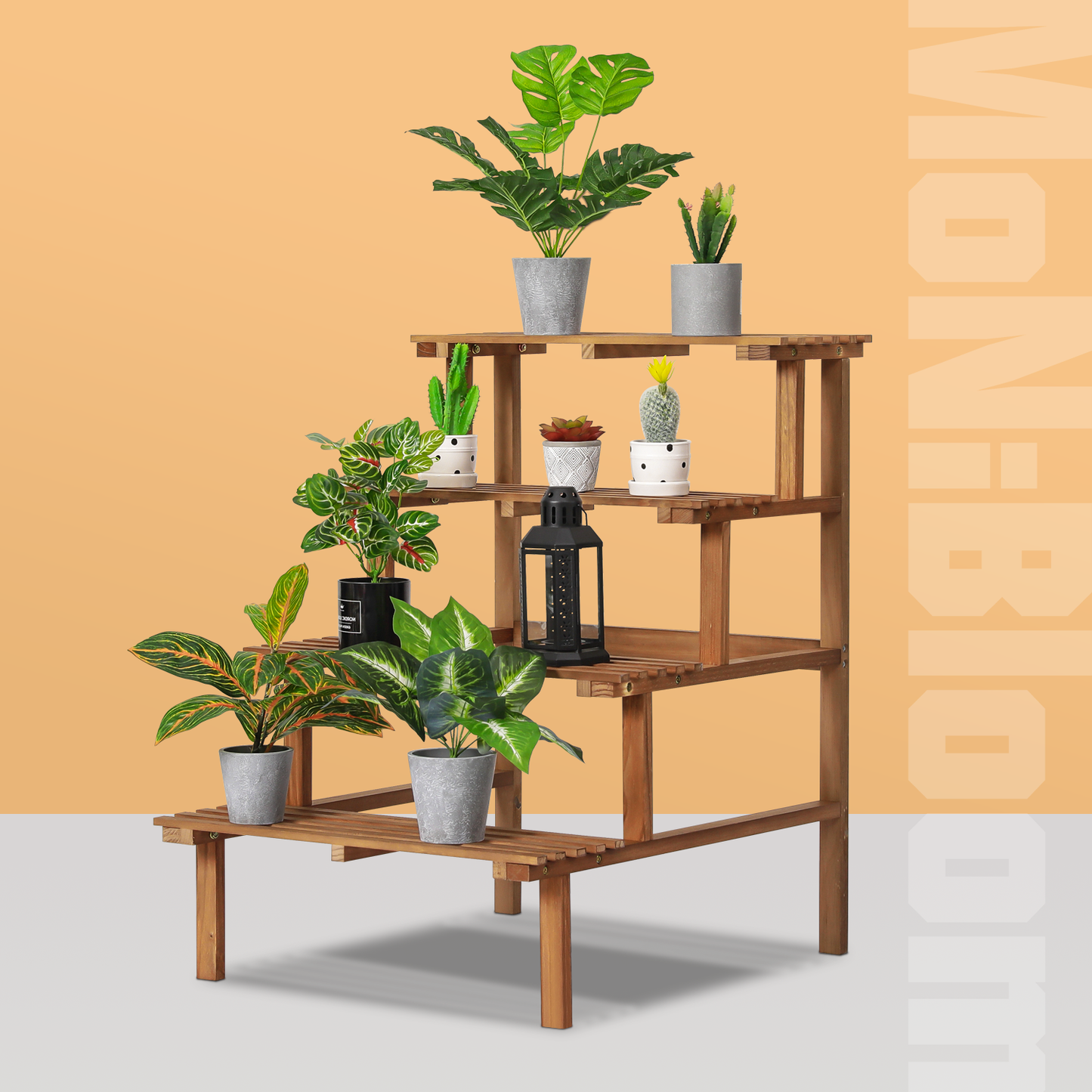 Garden Flower Plant Display Shelf - Stair Style - Carbonized