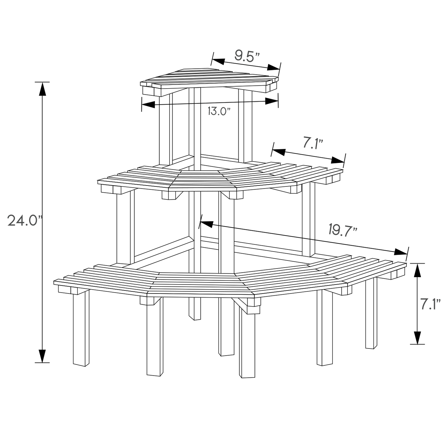 Garden Flower Plant Coner Display Shelf - Stair Style - White