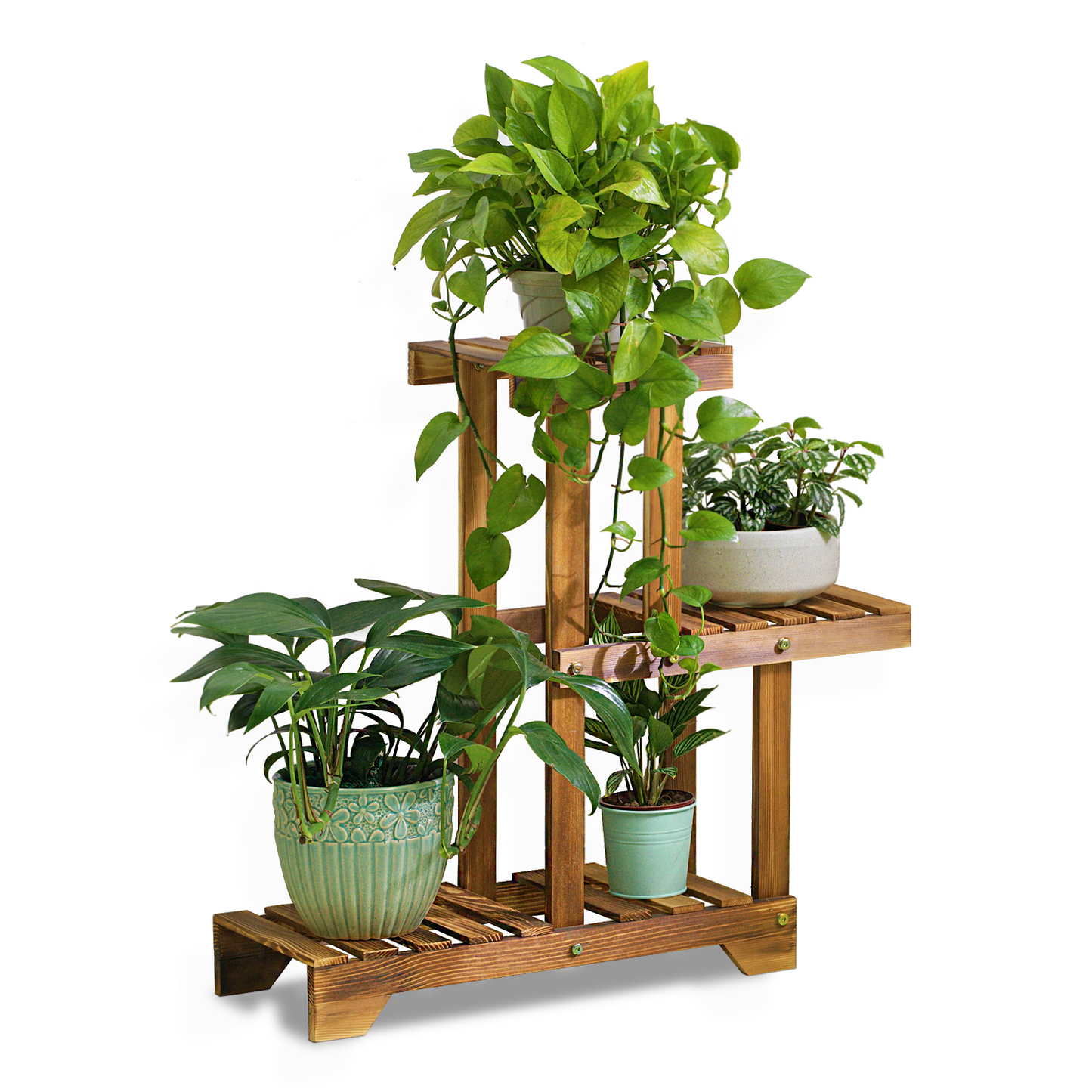 Flower Plant Stand Display Shelf - 4 Potted Plant Holder - Carbonized