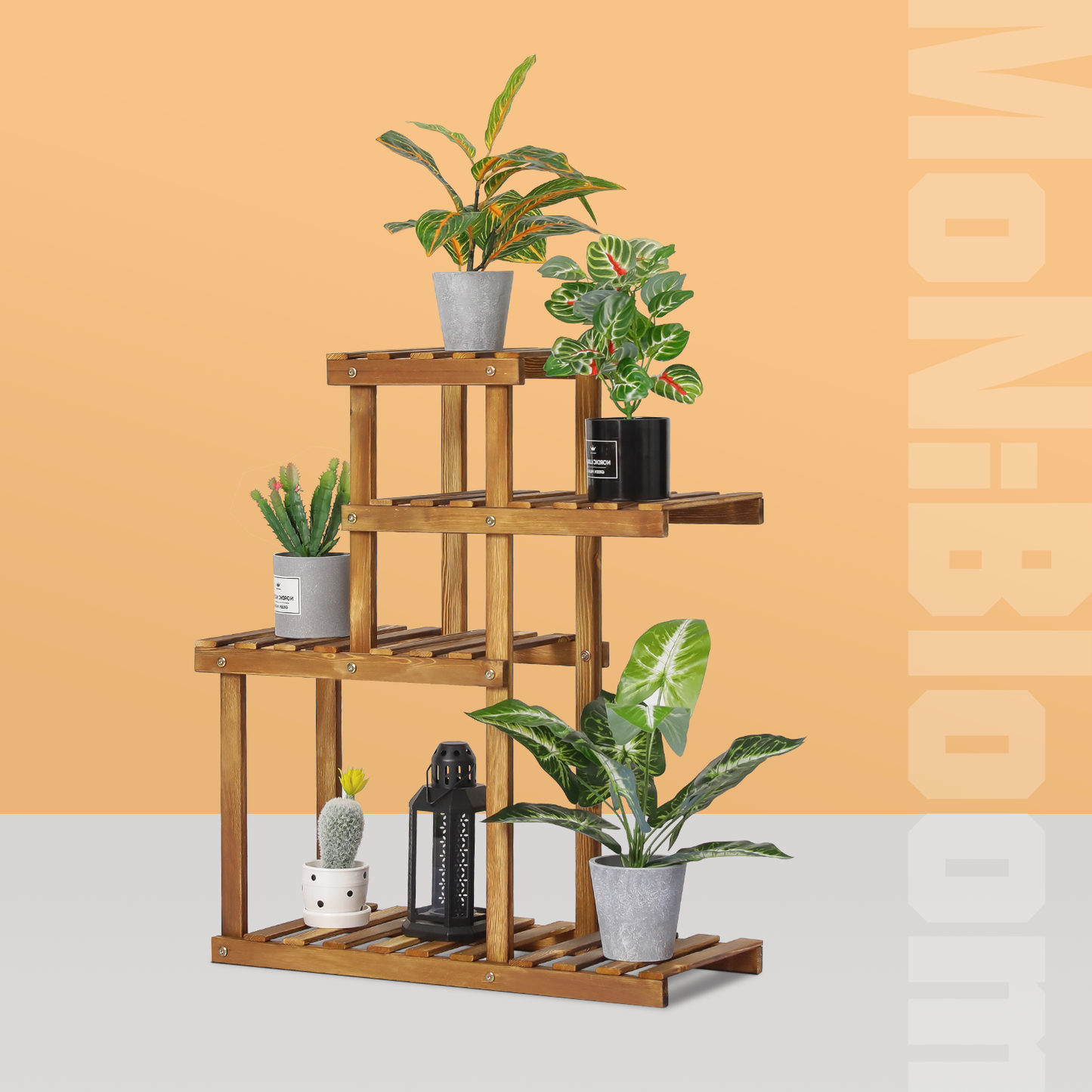 Flower Plant Stand Display Shelf - 5 Potted Plant Holder - Carbonized