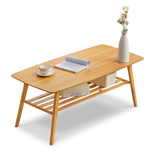 Rectangular Dual Tier Coffee Table - 2 Tiers 39.3", Natural
