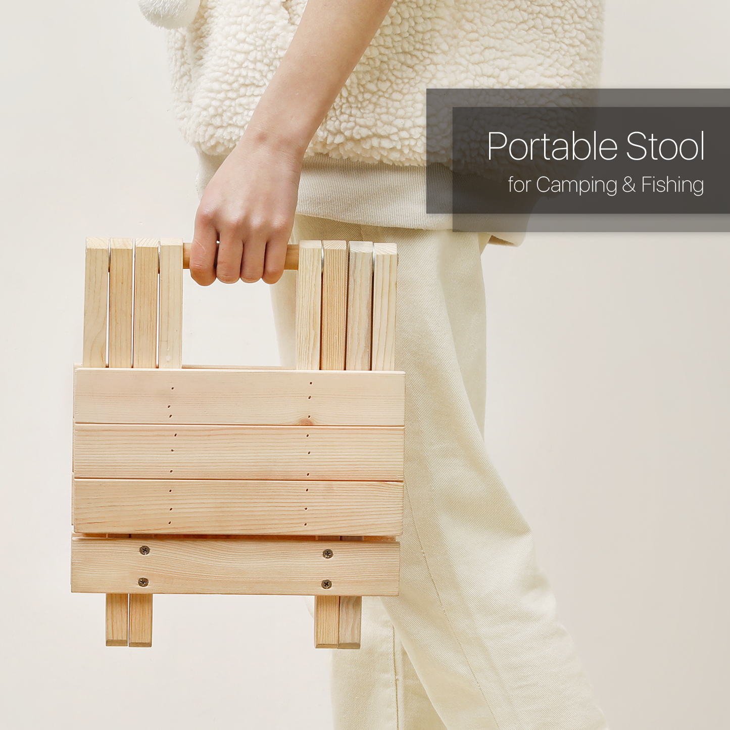 Wooden Mini Folding Stool Foot Rest - 10" - Natural
