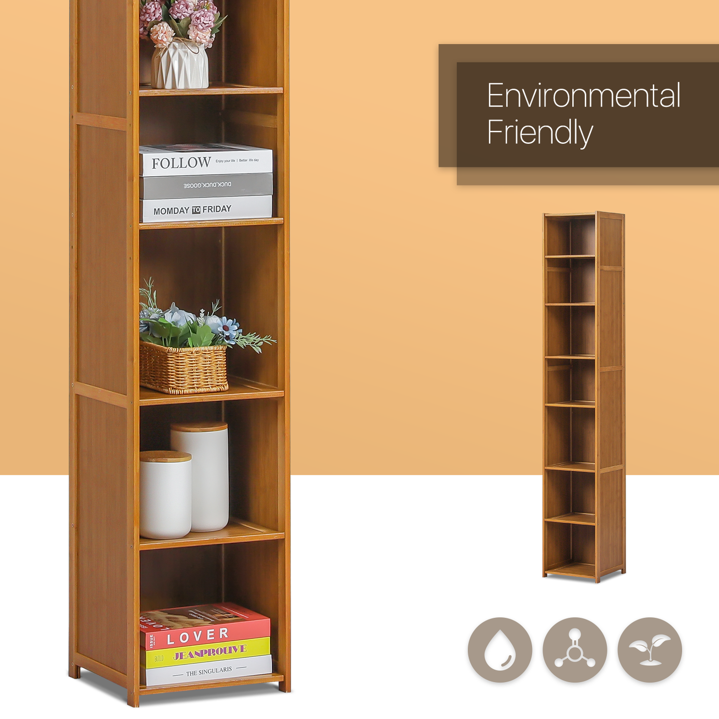 Multi-Functional Freestanding Display Storage Shelf - 7 Tier - Brown