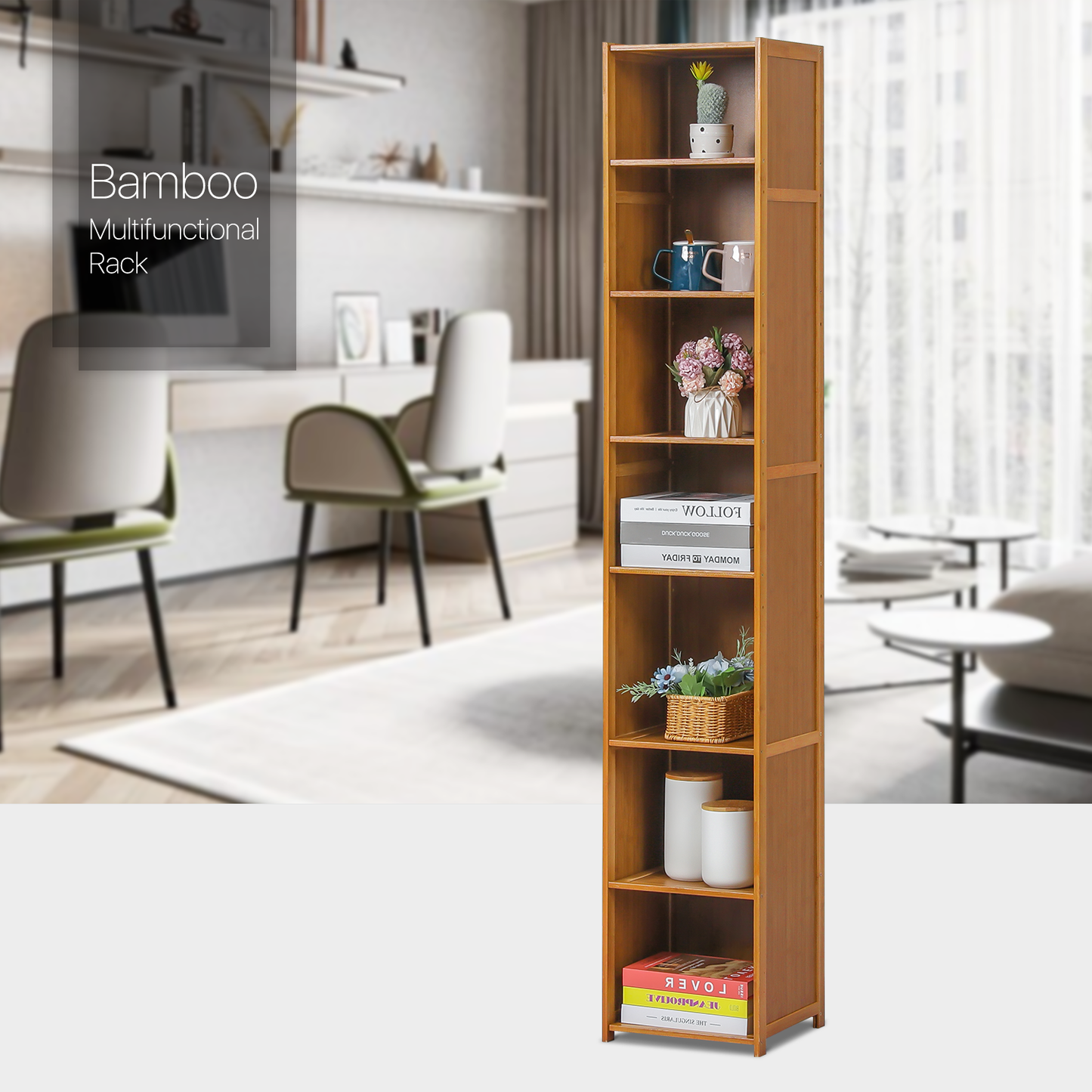 Multi-Functional Freestanding Display Storage Shelf - 7 Tier - Brown