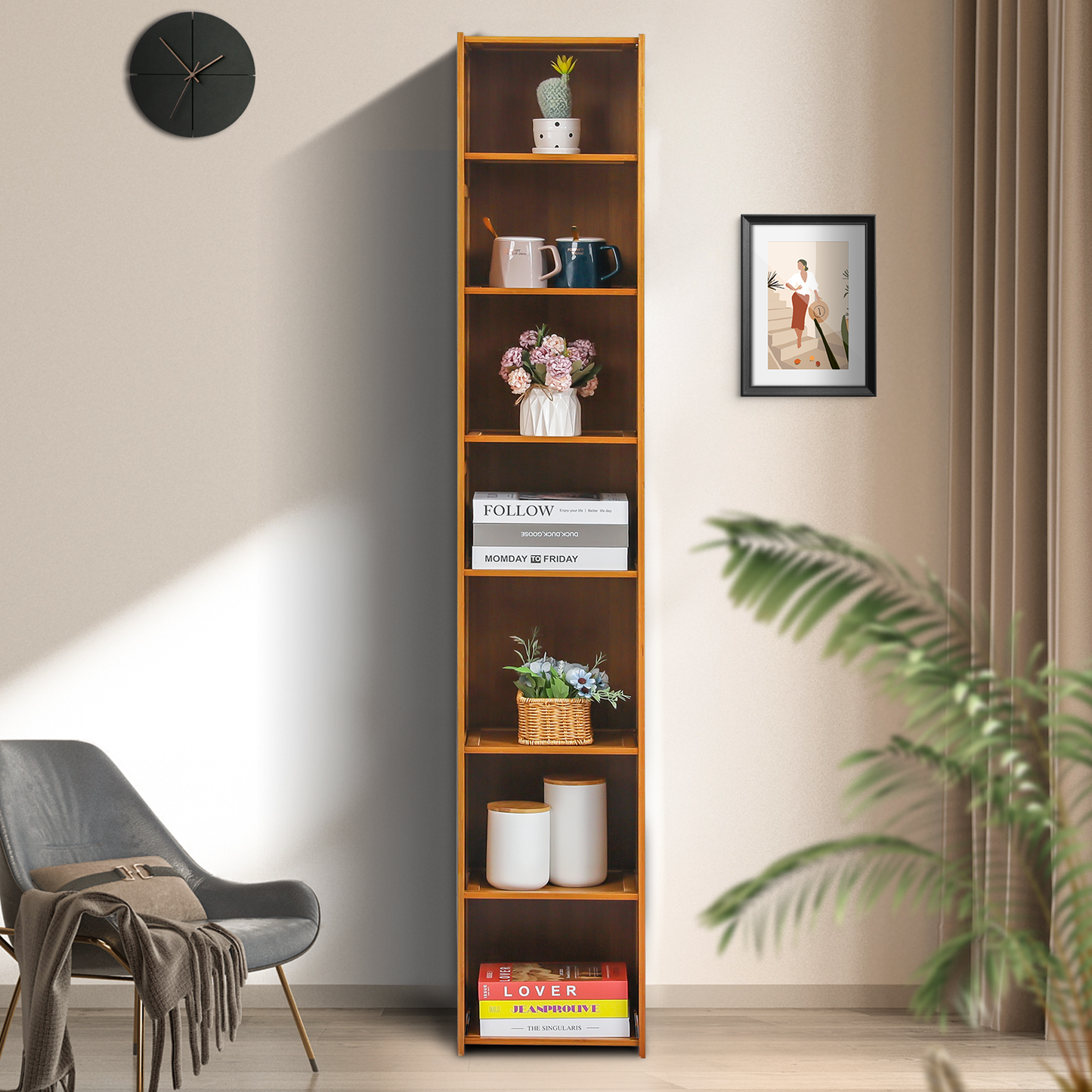 Multi-Functional Freestanding Display Storage Shelf - 7 Tier - Brown