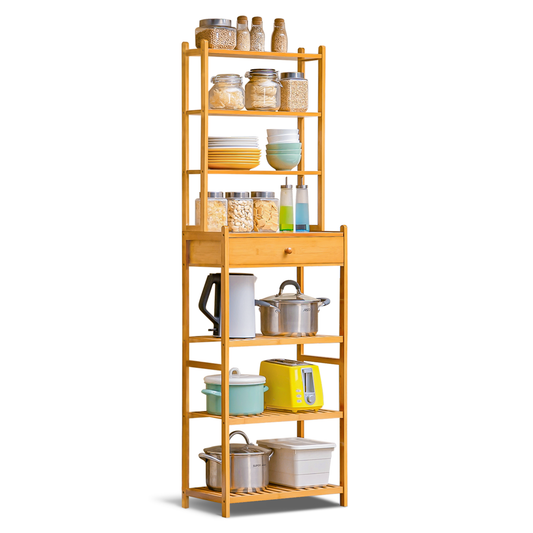 Multi-Functional Kitchen Baker's Rack - 7 Tier - with Drawer - Natural