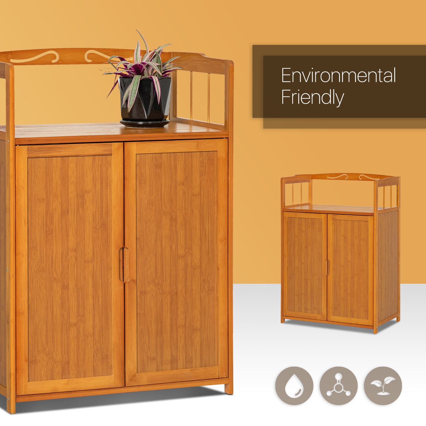 Two Doors Bottom Space Cupboard - Natural