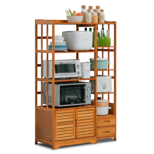 Freestanding Kitchen Cupboard - with Bottom Storage Sideboard & Drawer - 36" - Brown