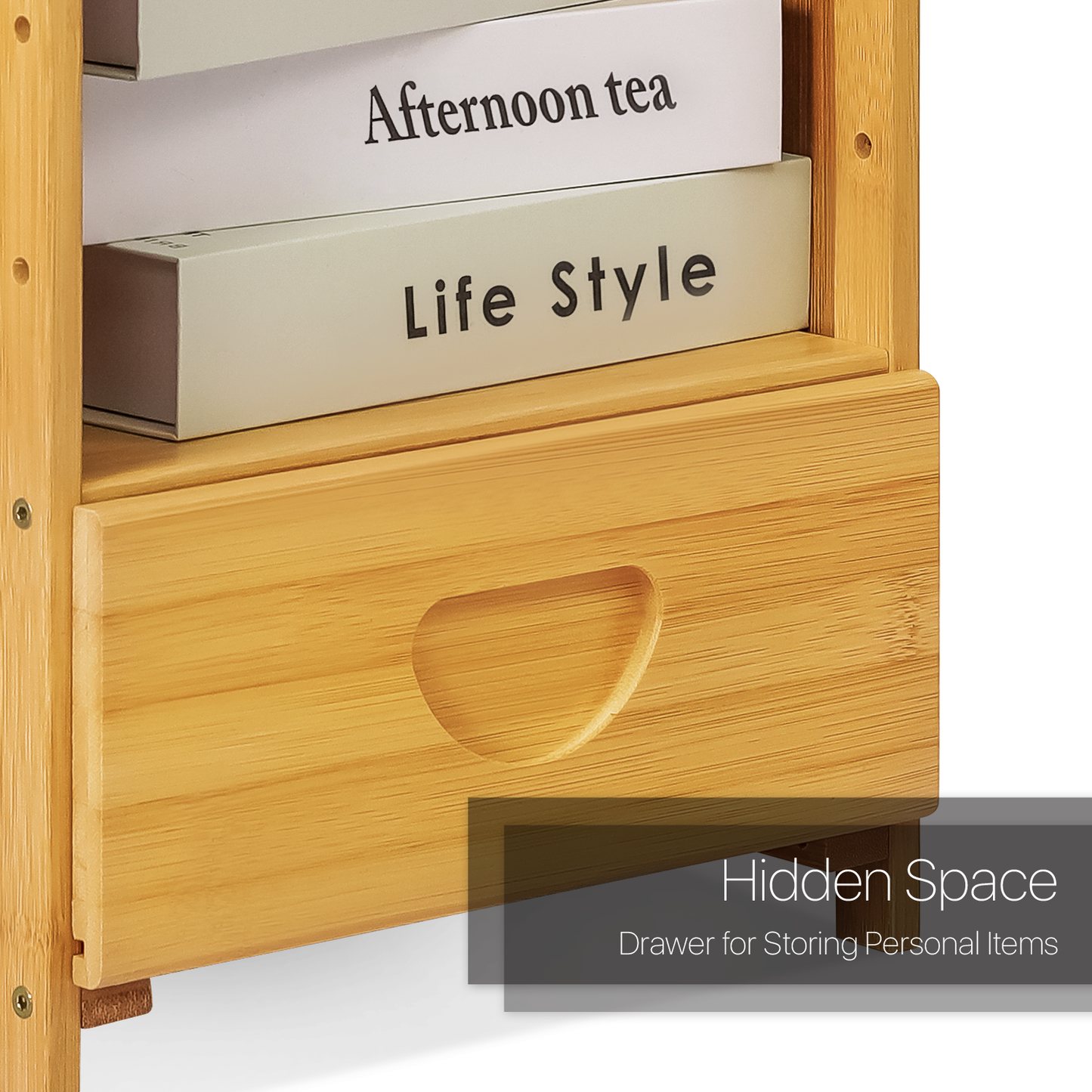 Bedside Cabinet Storage Shelf Nightstand - with Single Drawer