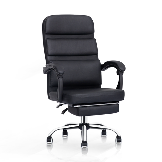 Faux Leather Fully Adjustable Executive Chair - Black - 29" x 47" Studded Mat Set