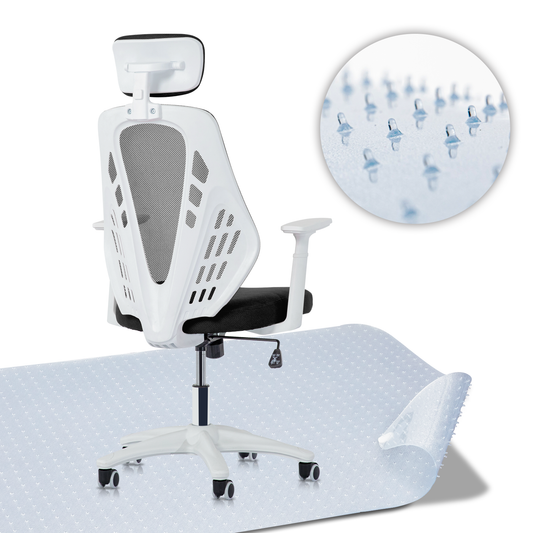Mesh Task Chair with Headrest - 29" x 47" Studded Mat Set